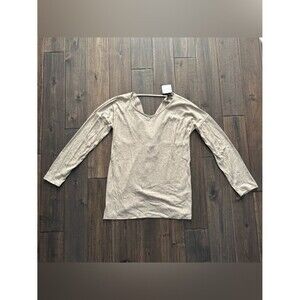 Shop Basic Tan Faux Wrap Back Sweater Cozy Relaxed Minimalist S NWT